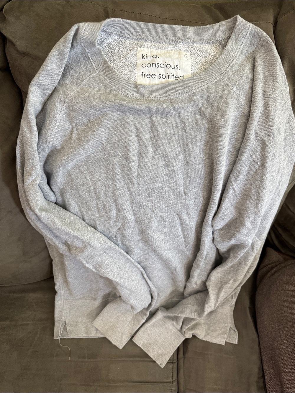 kira. Conscious Free Spirited Light Gray Crewneck Sweater